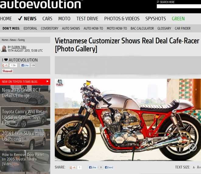 Autoevolution đăng tải mẫu xe Honda CB750 độ tại Việt Nam