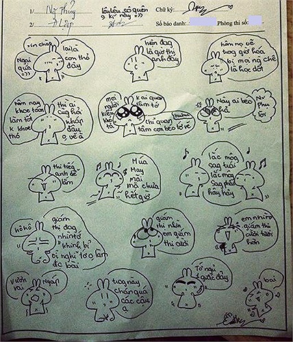 Giấy nháp của thí sinh thi môn Tiếng Anh kỳ thi tốt nghiệp THPT