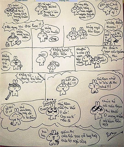 Thừa thời gian, thí sinh vẽ ngộ nghĩnh lên giấy nháp môn thi Vật lý kỳ thi Đại học 2013