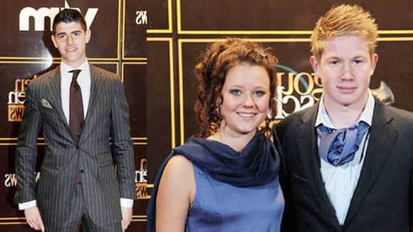 Courtois (trái) và cặp đôi Bruyne - Lijnen.