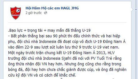 facebook u19 việt nam
