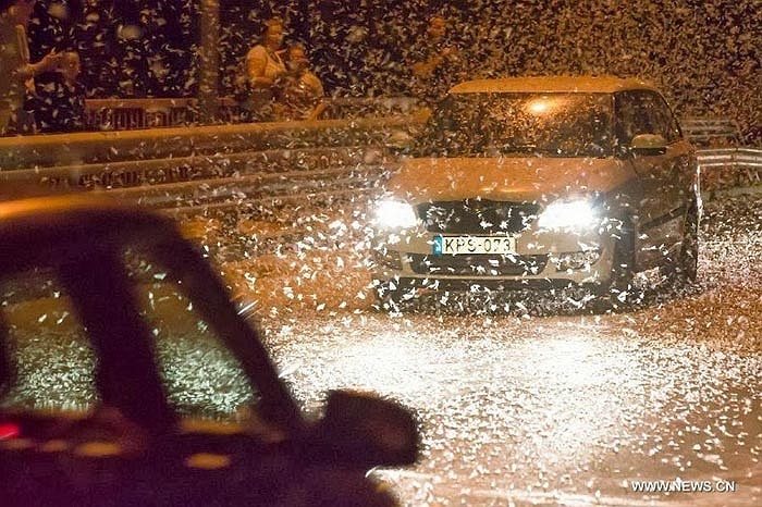 Mặt nước quá chật chội khiến nhiều đôi phù du chậm chân chiếm luôn mặt đường giao thông để gặp gỡ. 