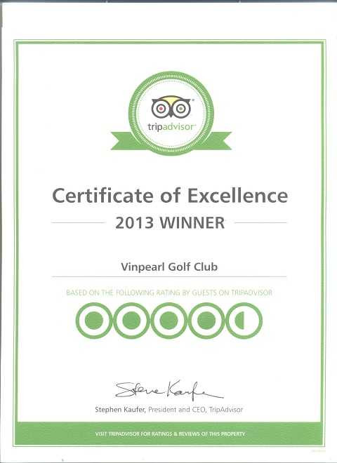 Sân golf Vinpearl được trao chứng nhận xuất sắc