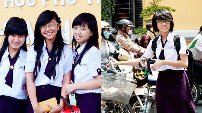 Đồng phục được thiết kế đơn giản và màu tím than có phần gợi nhớ đến kiến trúc cổ xưa của ngôi trường này.