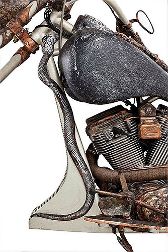 Phần khung và đuôi xe được tô điểm bằng họa tiết rắn