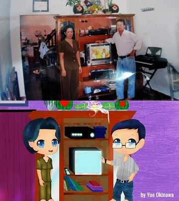 Tranh Chibi bố & mẹ của bạn Yue Okinawa 
