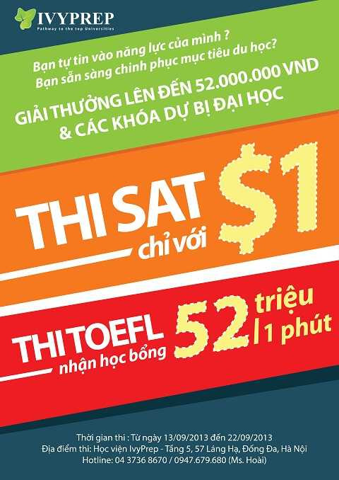 Thi SAT với $1 - "rinh" học bổng 52 triệu trong 1 phút