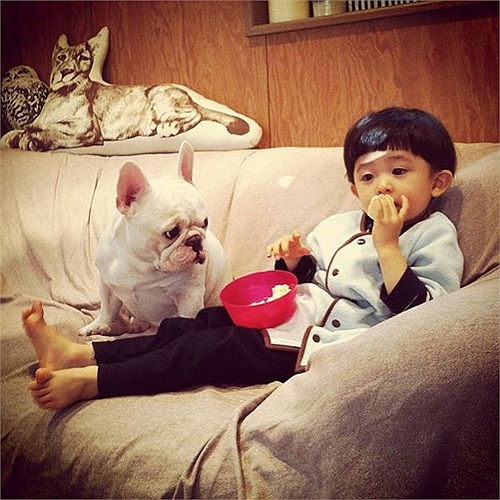 Hầu như mọi sinh hoạt trong cuộc sống thường ngày của cậu đều có sự xuất hiện của người bạn đặc biệt.Mẹ của cậu bé - cô Aya Sakai chính là người đã chụp lại những khoảnh khắc đáng yêu này. 