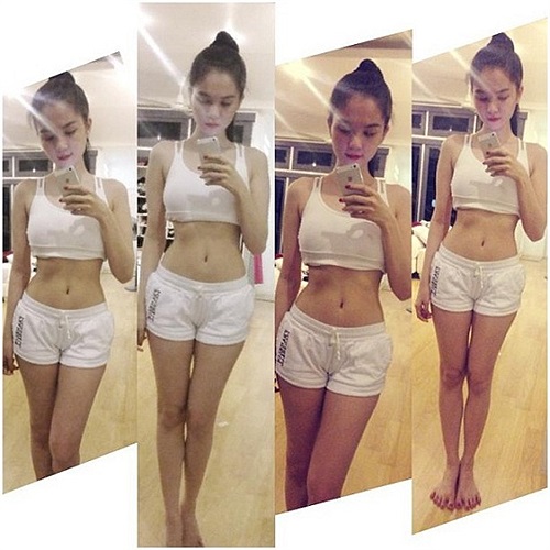 Ngọc Trinh tập luyện để có vòng eo thon.