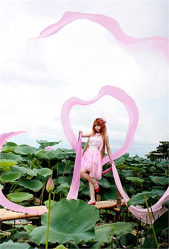 Cũng như nhiều bạn trẻ Hà Thành, cô gái 'mỹ nhân cosplay' cũng lựa chọn đầm sen Hồ Tây để thể hiện ý tưởng của bộ ảnh