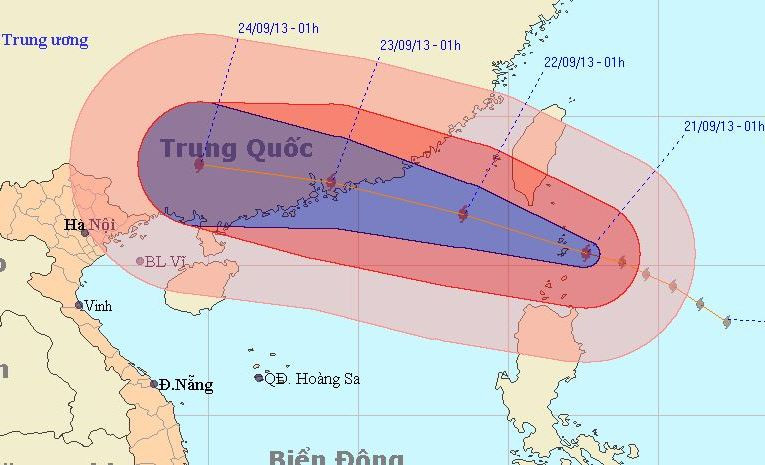 siêu bão Usagi, giật trên cấp 17, vào biển Đông