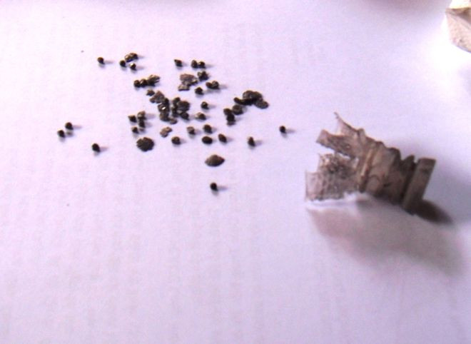 Chùm đạn Hiếu bắn Chinh và mẹ Chinh công an thu thập được tại hiện trường.