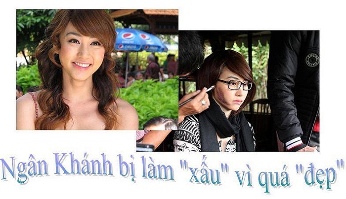 Ngân Khánh đẹp quá nên bị làm xấu.