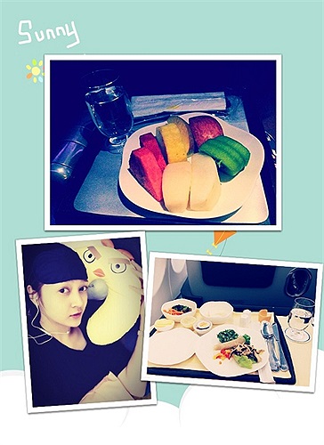 Bảo Anh trên máy bay về nước.