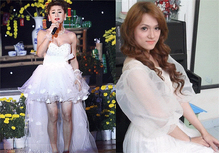 Khi họ cùng diện trang phục bồng bềnh công chúa trắng tinh, Hương Giang có phần nổi trội vì nữ tính hơn.