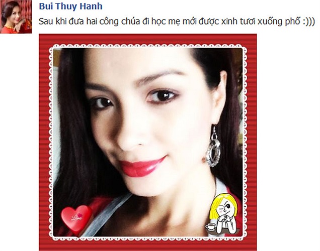 Thúy Hạnh sau khi đưa hai công chúa đi học, mới xinh tươi xuống phố