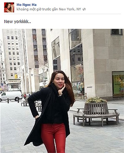 Xuất hiện trên đường phố New York, Hà Hồ khá nổi bật với phong cách thời trang rất đẹp của mình.