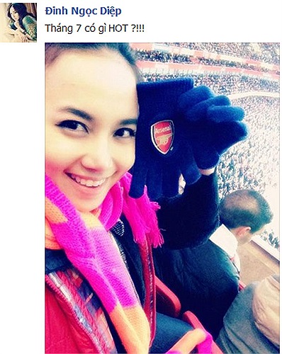 Dường như Đinh Ngọc Diệp là fan trung thành của các tuyển thủ Arsenal.