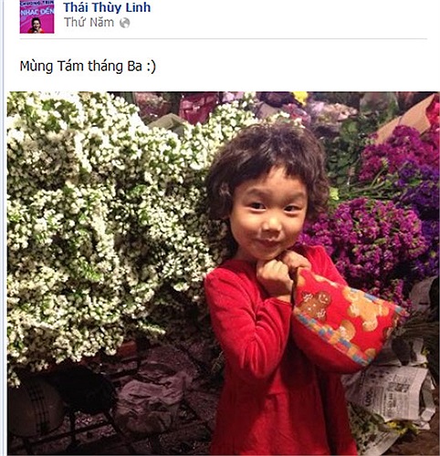 Thái Thùy Linh khoe con gái yêu nhân ngày 8/3. Cô con gái xinh xắn và giống mẹ như đúc.