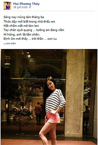 Mai Phương Thúy dạo này cũng làm thơ, tức cảnh sinh tình.
