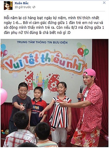 Xuân Bắc trộm nghĩ, đứng giữa các cháu thiếu nhi 1/6 vui và sôi động thế này, nhưng 8/3 đứng giữa một đàn phụ nữ thì chẳng biết nói gì.