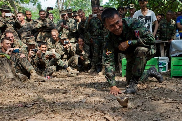 Các binh sĩ đôi khi còn tìm cách chơi đùa với những con rắn hổ mang vô cùng nguy hiểm