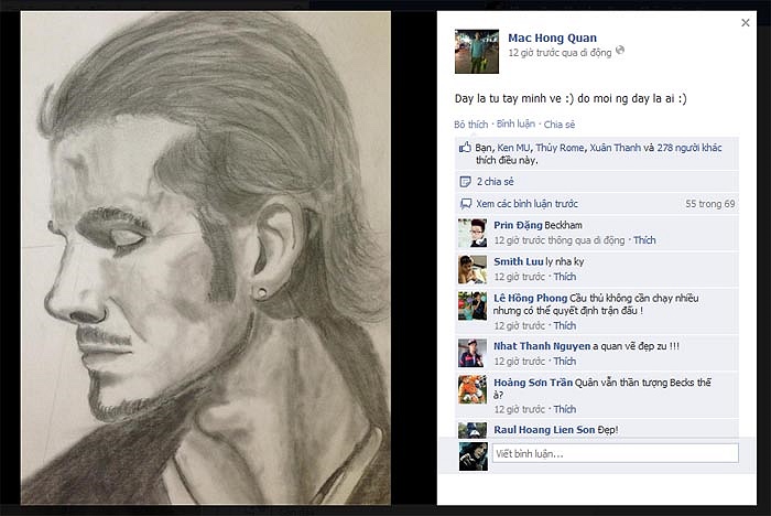 Mạc Hồng Quân tự tin thể hiện khả năng trên facebook