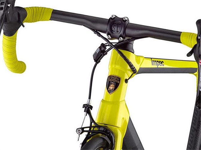 Xe có 2 tông màu vàng – đen kiểu thể thao. Trên thân xe, có gắn logo của Lamborghini. 