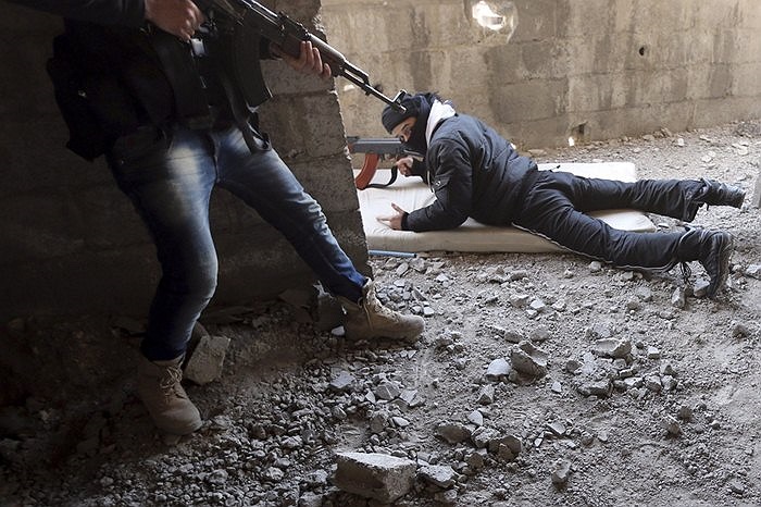 Các binh sĩ Quân đội Syria tự do tại thành phố Damascus, Syria