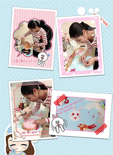 Hoa hậu Ngọc Hân tự tay làm bánh