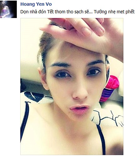 Võ Hoàng Yến dọn nhà đón tết.