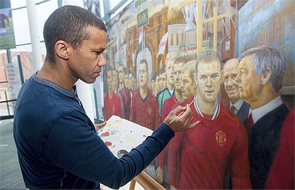 Họa sĩ Michael Browne khắc hoạ các ngôi sao hiện tại và quá khứ của MU 