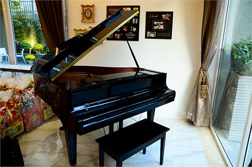 Một góc nhỏ để đựng đàn cho con gái Bảo Tiên học piano. Trương Ngọc Ánh tiết lộ, con gái có đam mê ca hát và múa rất giỏi.