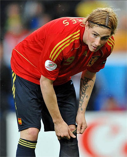 Euro 2008, trên mái tóc của tiền đạo xứ bò tót còn được trang bị thêm một chiếc bờm