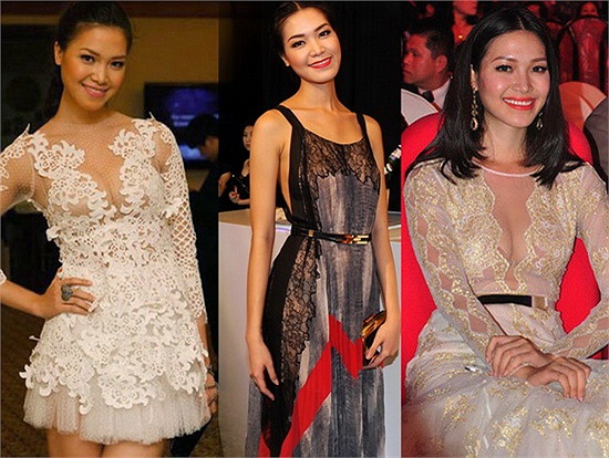 Thùy Dung là một hoa hậu rất khéo khoe cơ thể bằng váy áo từ chất liệu ren hay voan mỏng. Không để hở da thịt quá nhiều, người đẹp vẫn tự tin khoe đường cong cơ thể quyến rũ sau lớp vải áo mỏng tanh.