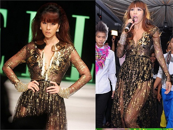 Sở hữu thân hình nóng bỏng và số đo chuẩn, Hà Anh luôn trưng trổ váy áo xuyên thấu mỏng tanh, đầy khiêu khích. 