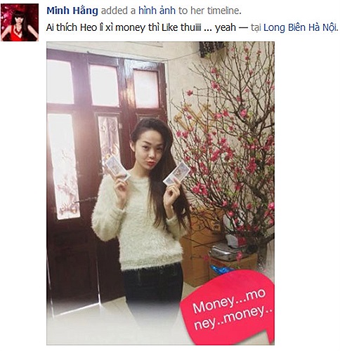 Minh Hằng và tiền lì xì đầu năm.