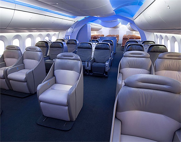 Không gian chật chội là phàn nàn chung của rất nhiều khách đi máy bay. Do đó, Boeing 787 đã được cải tiến để tạo cảm giác thoải mái nhất trong không gian thoáng đãng của cabin. 