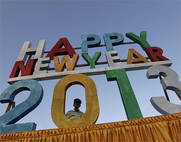 Biển chào mừng năm mới ở Yangoon - Myanmar.