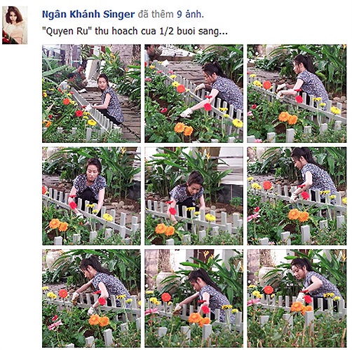 Ngân Khánh đi trồng rau