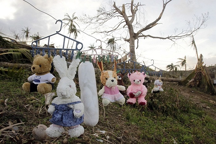 Những con thú bông được phơi khô ở Boston, Philippines gần 1 tuần sau khi siêu não Bopha càn qua nước này