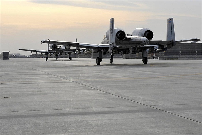 Chiếc máy bay chiến đấu A-10 Thunderbolt II đang di chuyển trong khu không quân Bagram, tỉnh Parwan, Afghanistan