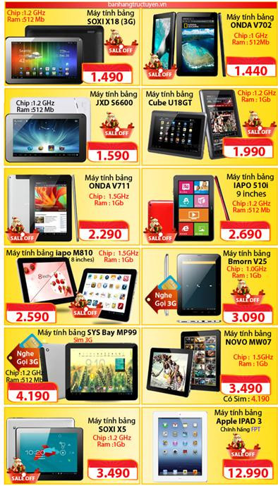 Máy tính bảng 3G giảm giá lên tới 50%