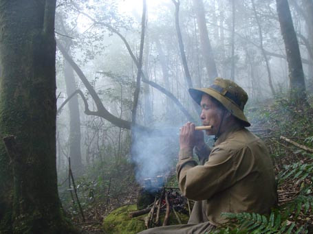 'Người rừng' ung thư sống cùng khỉ, gấu trên đỉnh Fan