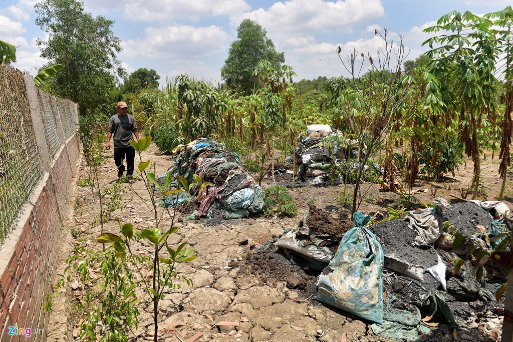Ảnh: Bên trong khu đất của người bị khởi tố vì dựng chòi vịt