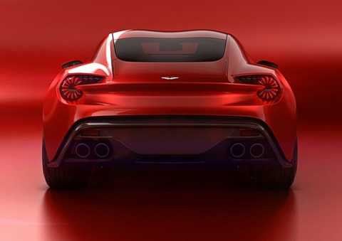 Phần đuôi của xe sở hữu cặp đèn hậu LED hiện đại giống như siêu xe chạy trường Vulcan, kèm theo 4 ống xả kép thể thao. Là một sản phẩm cộp mác Zagato, Vanquish Zagato cũng mang nhiều đặc trưng của hãng thiết kế Ý đã có từ đầu thập niên 50 như vòm mái với 2 gò nổi hay các cửa kính bên tương tự chiếc V12 Zagato trước đây. 