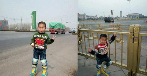 Đứa con trai 4 tuổi của anh Zhang trên đôi giày trượt patin. Ảnh Shanghaiist Đứa con trai 4 tuổi của anh Zhang trên đôi giày trượt patin. Ảnh Shanghaiist