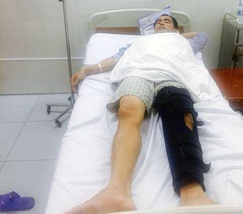 Anh Thành đang được điều trị tại Bệnh viện Đa khoa tỉnh Quảng Ninh với nhiều thương tích trên cơ thể