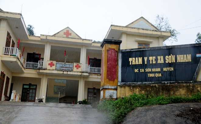 Trạm y tế xã Sơn Nham - nơi ông Cuộc được đưa từ Trụ sở công an xã đến cấp cứu ban đầu. Ảnh: Minh Hoàng.