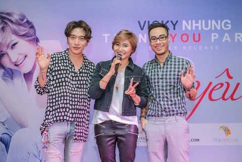 Vicky Nhung và nhạc sỹ Châu Đăng Khoa, Đinh Huy. 